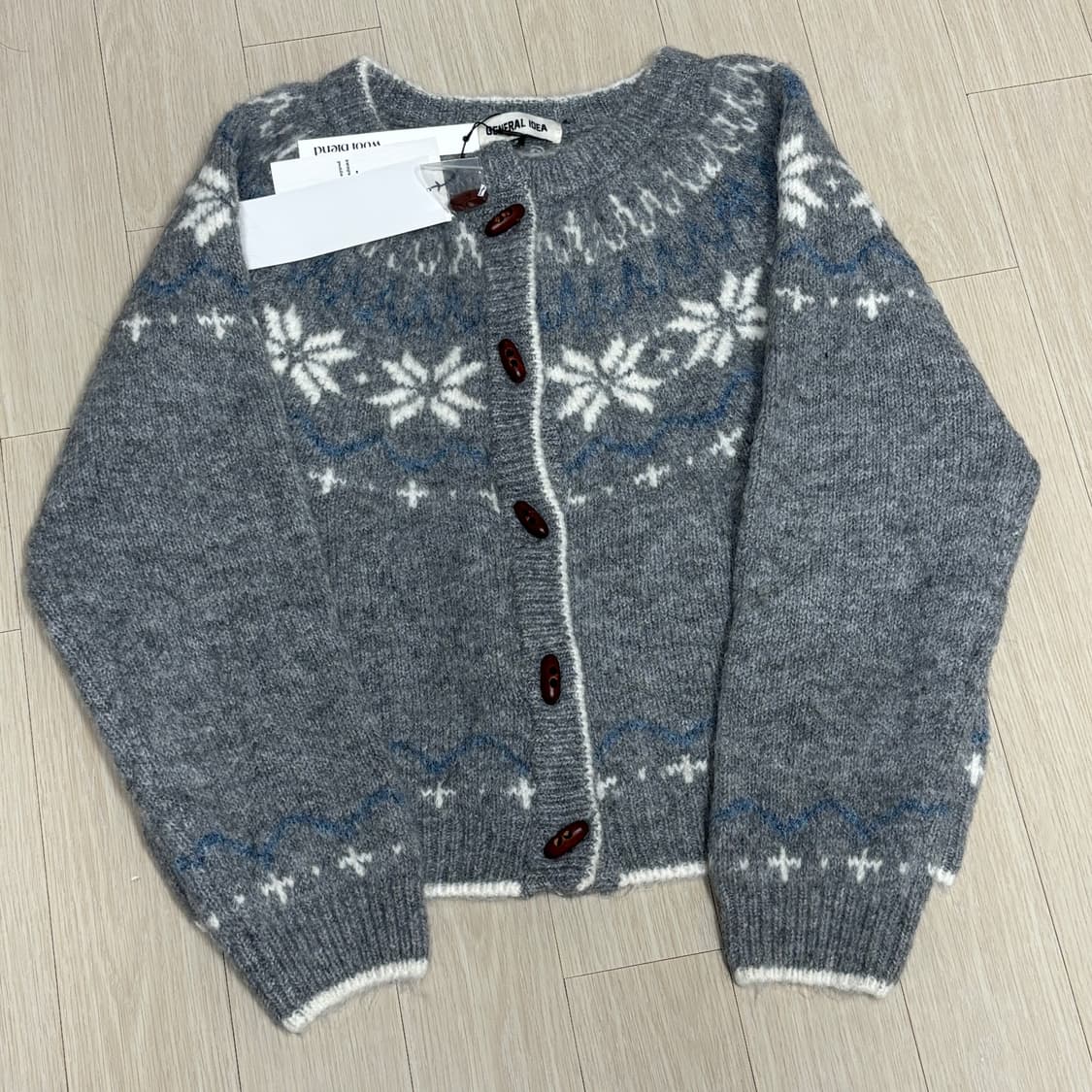 제너럴아이디어 울 노르딕 더플 가디건 그레이 s 상품이미지1