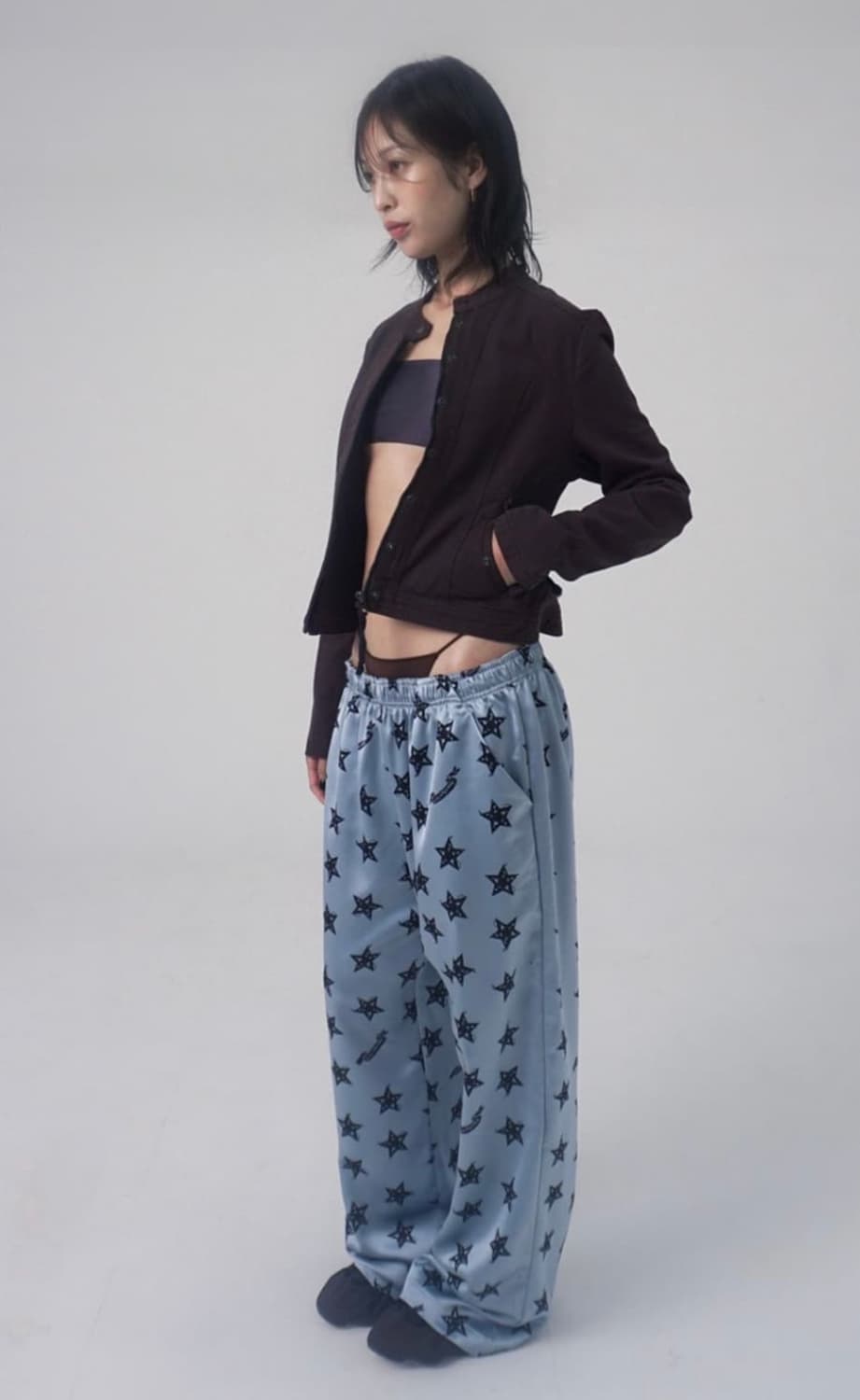 라라미미 star satin pants 하늘색 프리사이즈 상품이미지2