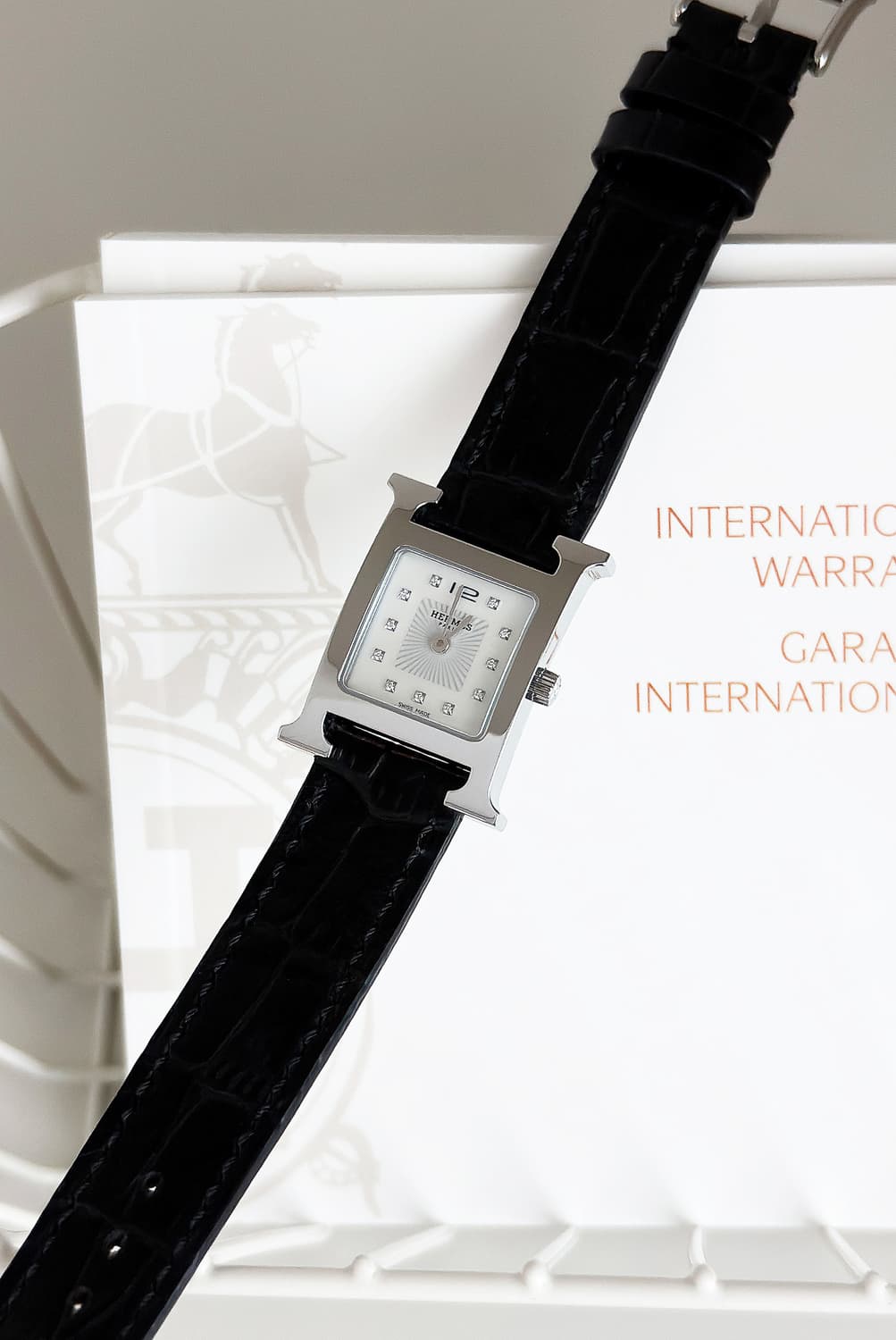 에르메스 H아워 다이아 화이트 쉘 시계 상품이미지6