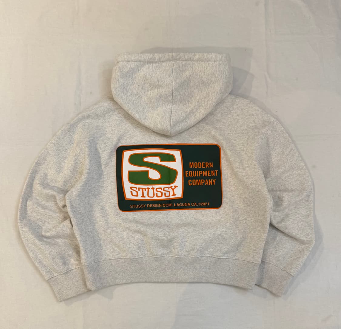 스투시 21FW 박스로고 크롭 후드티 그레이 상품이미지4