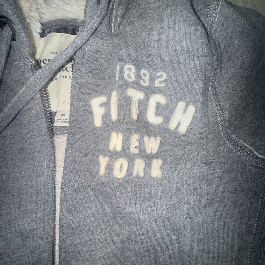 아베크롬비 딱붙핏 양털 그레이 후드집업 상품이미지8