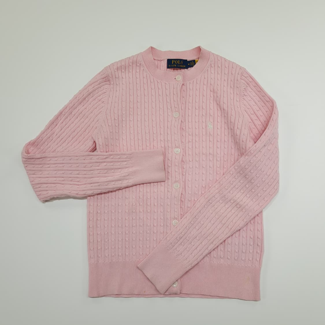 CN887W M 폴로 랄프로렌 핑크 케이블 QR 니트 스웨터 가디건 상품이미지2
