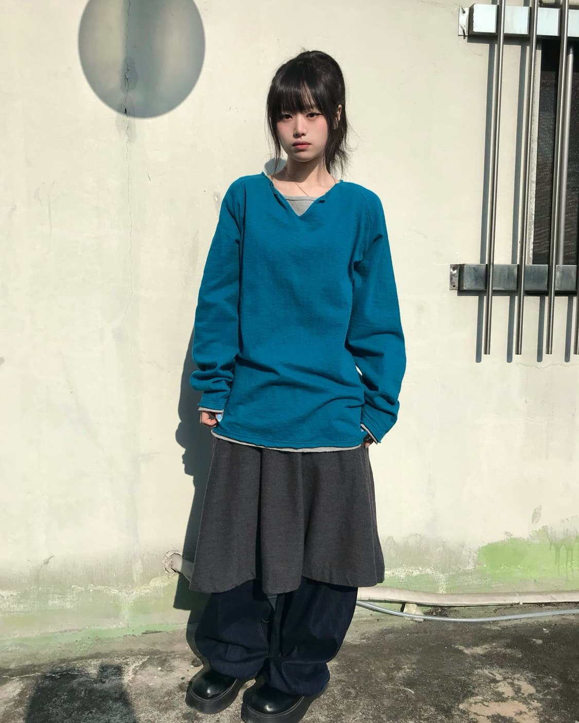 Global Work 블루 레이어드 맨투맨 티셔츠 상품이미지1