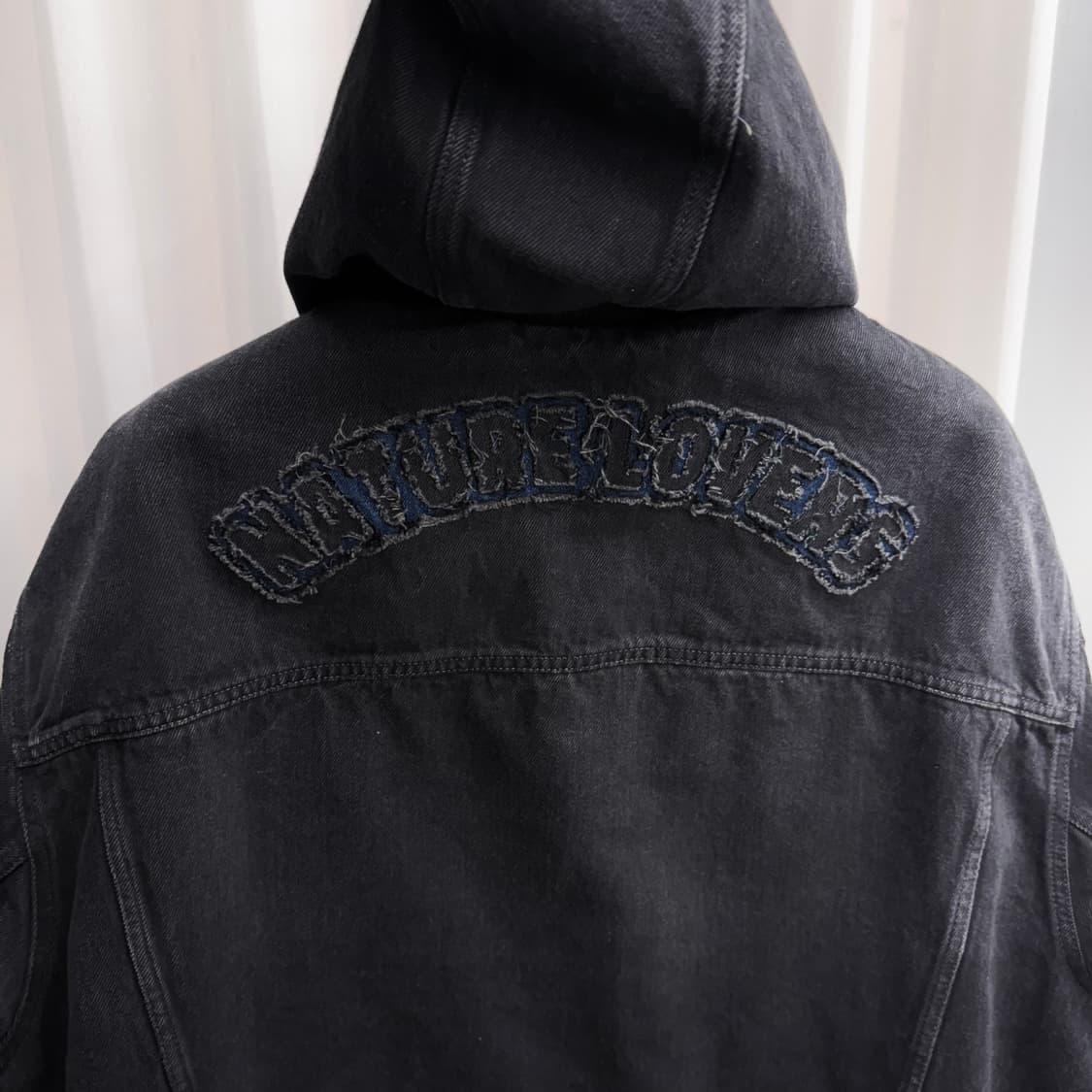 [백화점판/M] 24SS 오프화이트 패치워크 후드 데님 자켓 상품이미지4