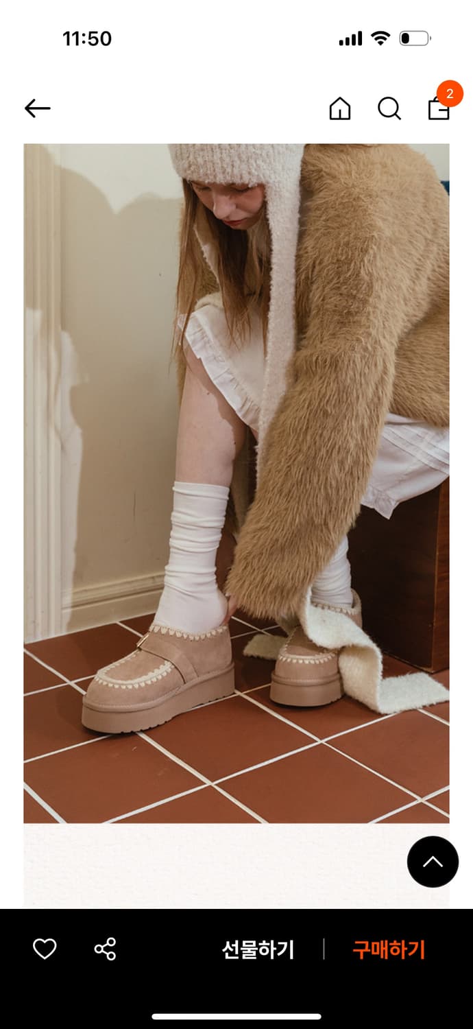  (새상품) 스티치 디테일 방한 로퍼 4cm 상품이미지3