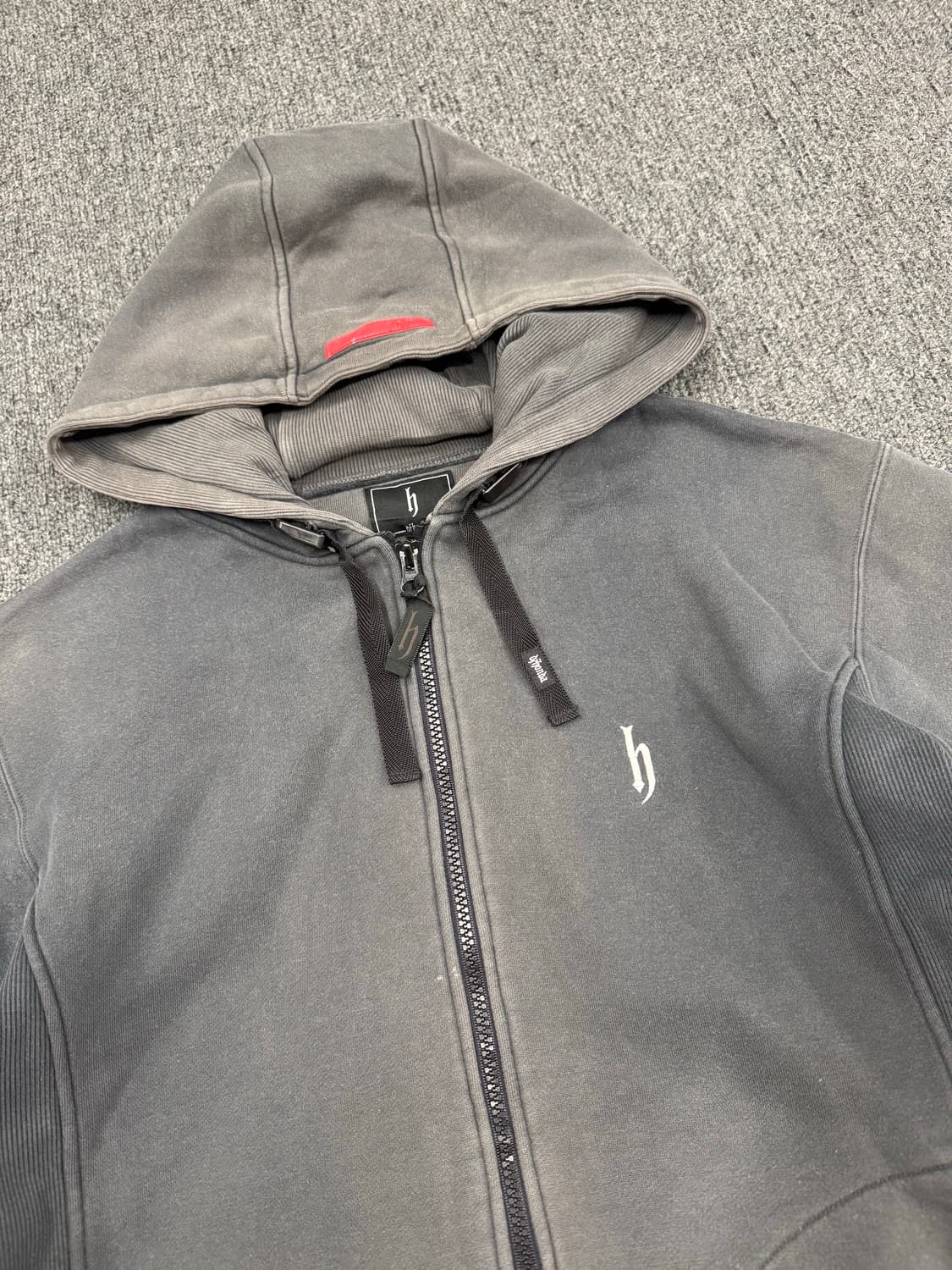 M)DJ Honda 빈티지 플리스 사이드 panel 디테일 차콜 후드집업 상품이미지3