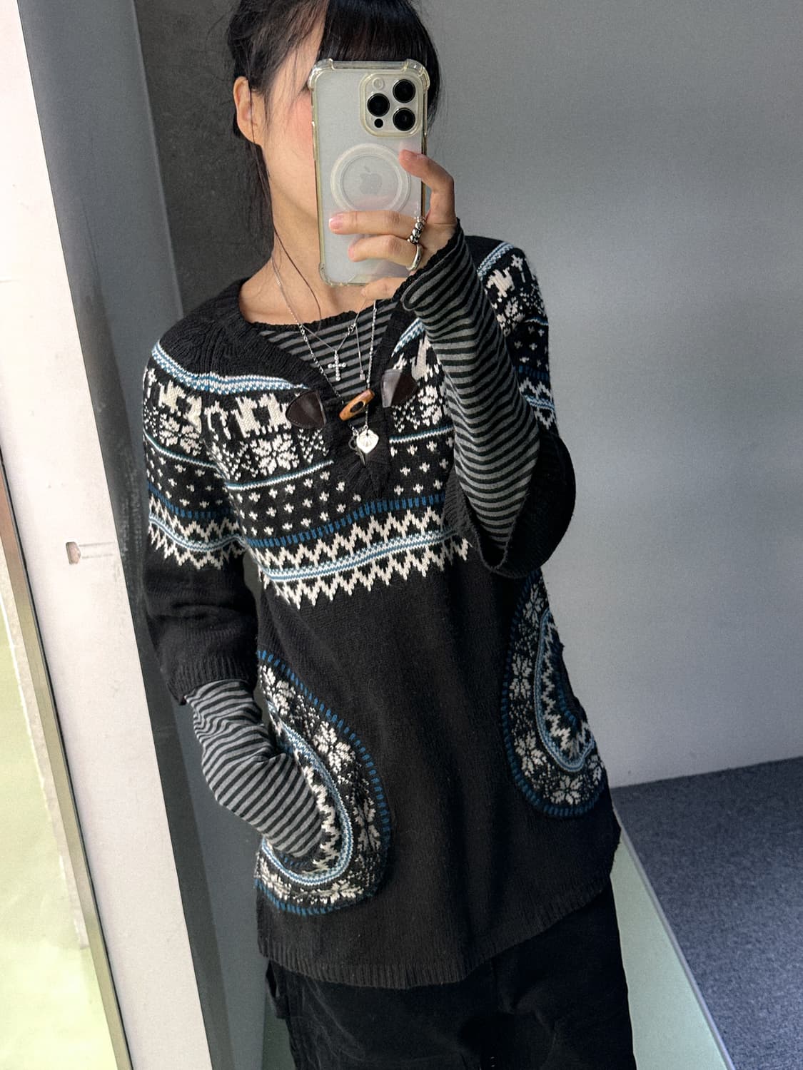 winter duffle ethnic long knit 상품이미지2