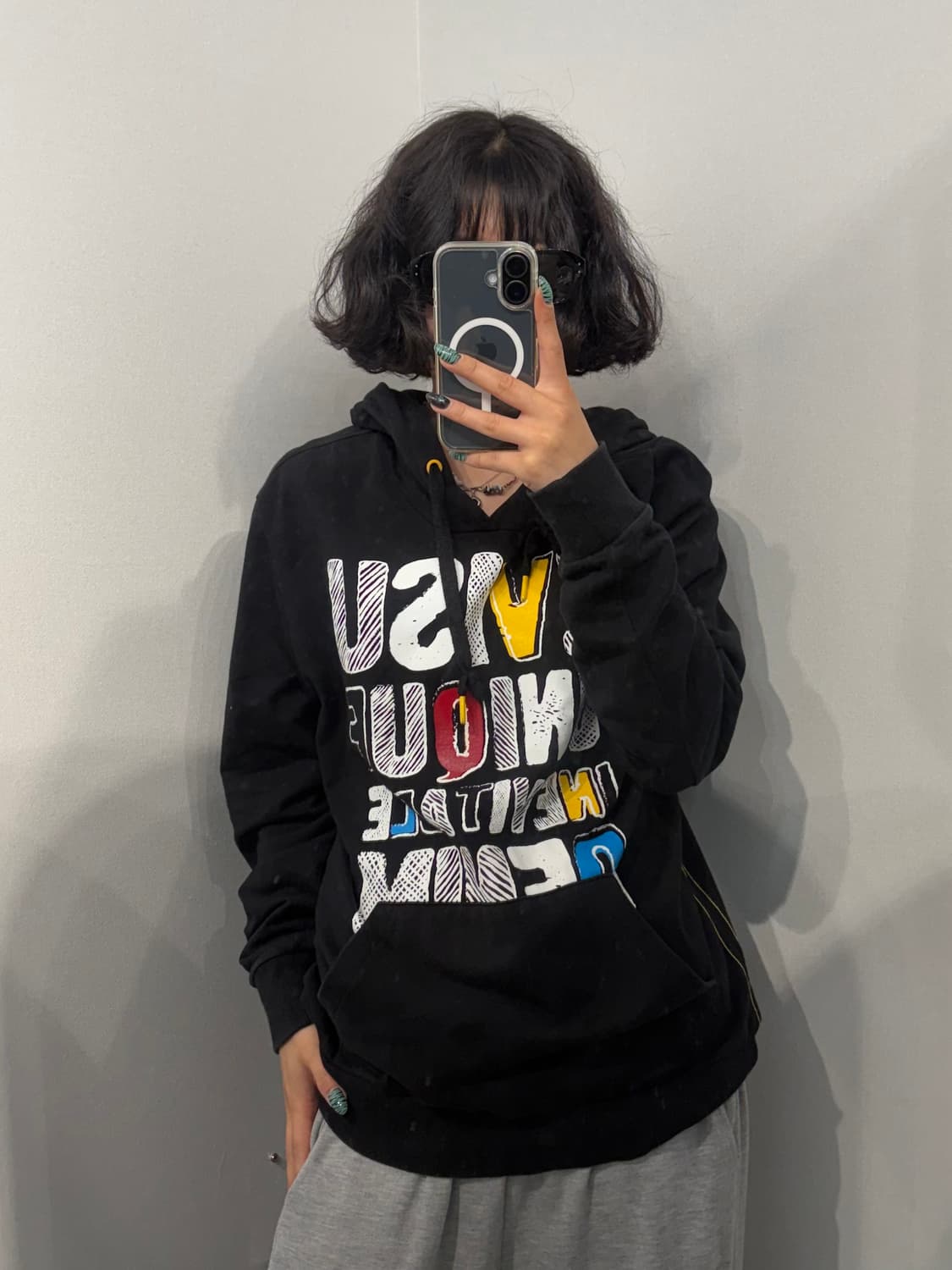 L 빈티지 에비수 프린팅 후드티 블랙 상품이미지1