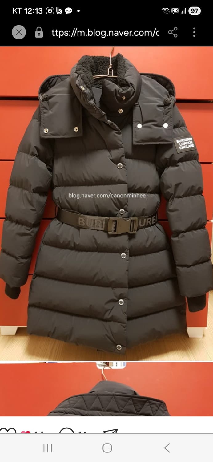 버버리 벨트 하프 패딩 상품이미지9