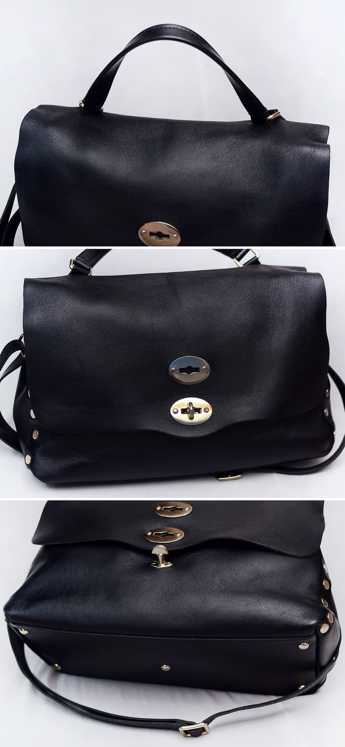 자넬라토 포스티나 M 오리지널 실크레더 금장 블랙 (토트.숄더) 상품이미지4