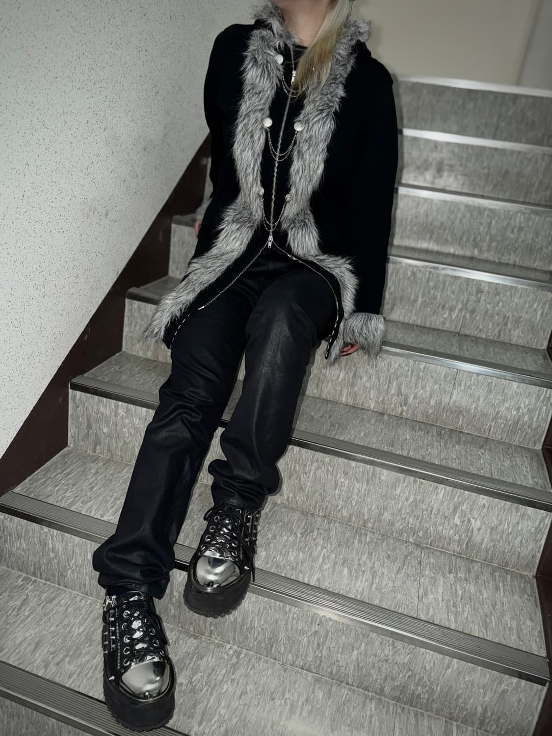 Deorart 디오라토 투웨이 지퍼 퍼 코트 상품이미지1