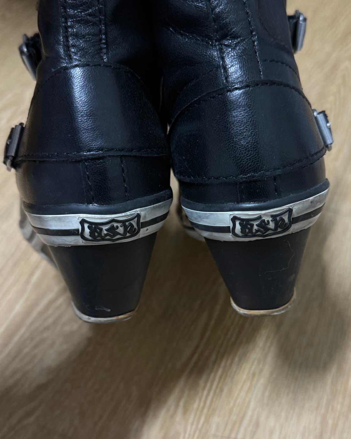 ash 아쉬 블랙 가죽 웨지힐 스니커즈 37 상품이미지3