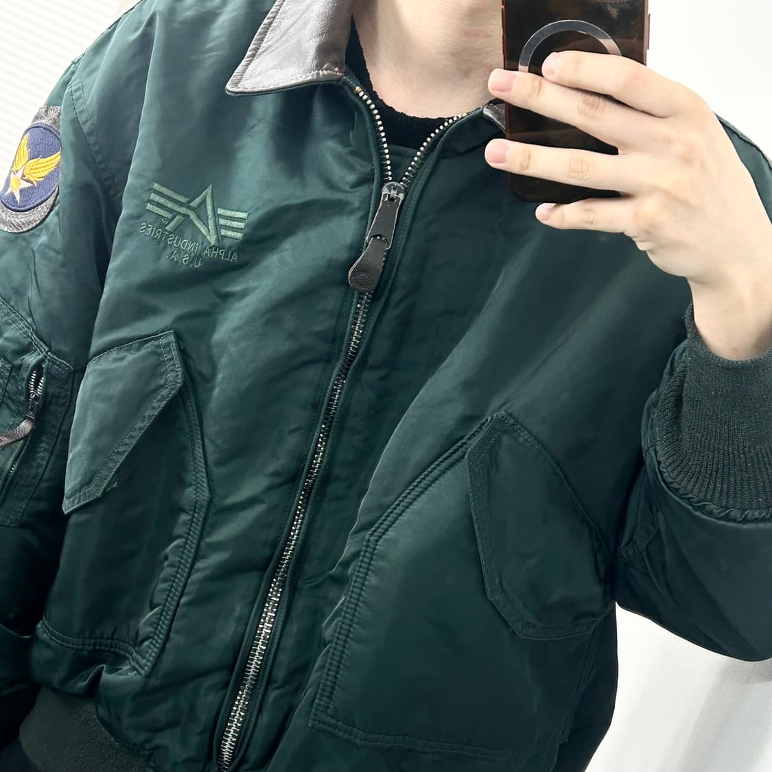 알파인더스트리 90s 레더카라 CWU-45P 플라이트 자켓 상품이미지4