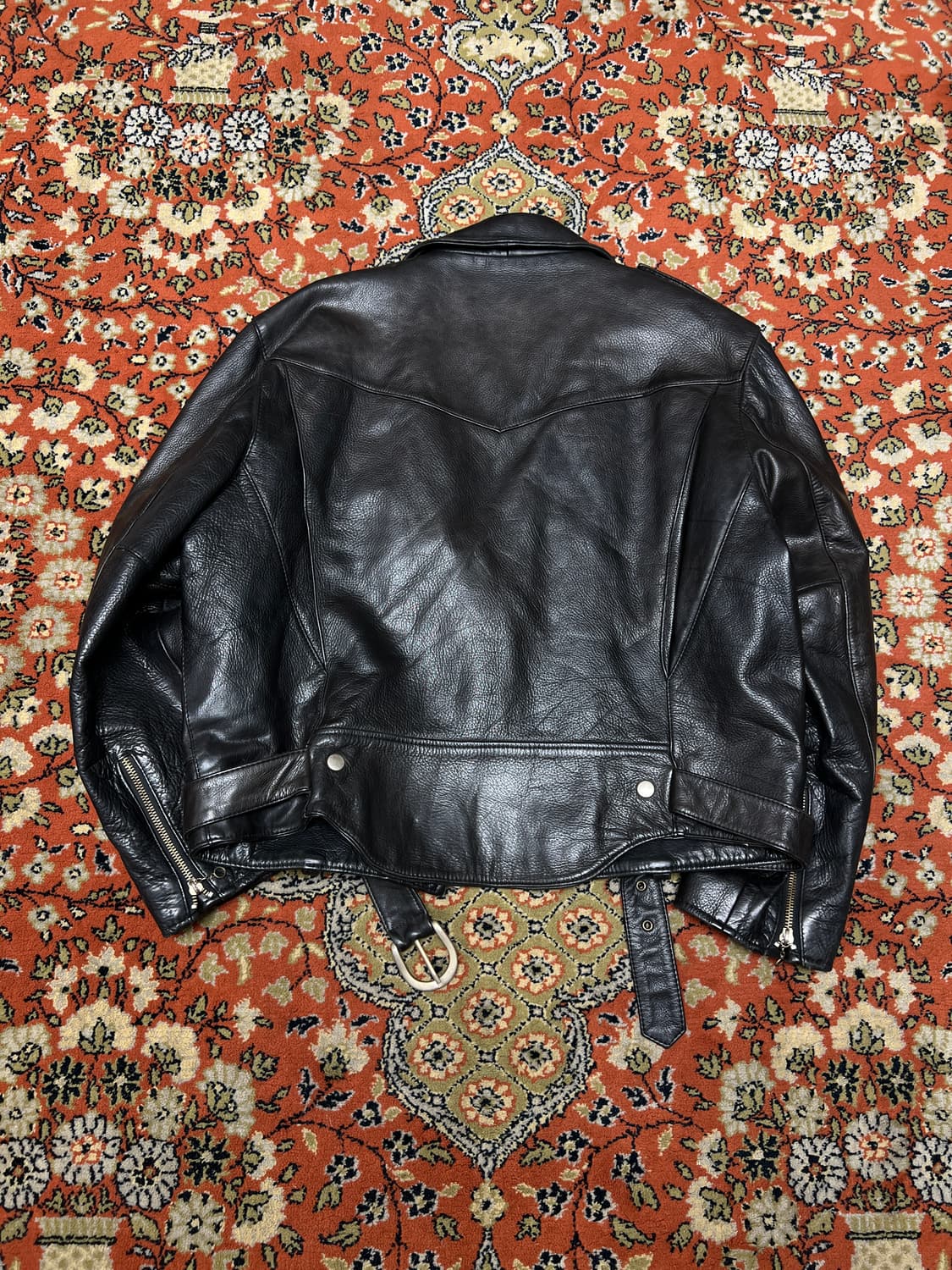 [L] 빈티지 소가죽 더블 라이더 자켓 블랙 상품이미지5