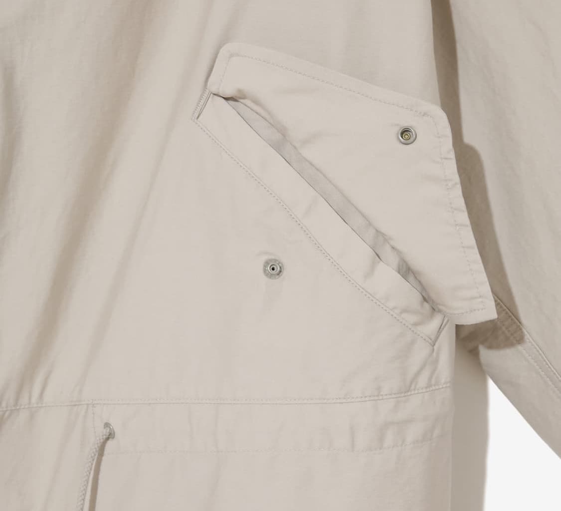 언더커버 베이지 사선 비대칭 드로스트링 면 후디코트 상품이미지6