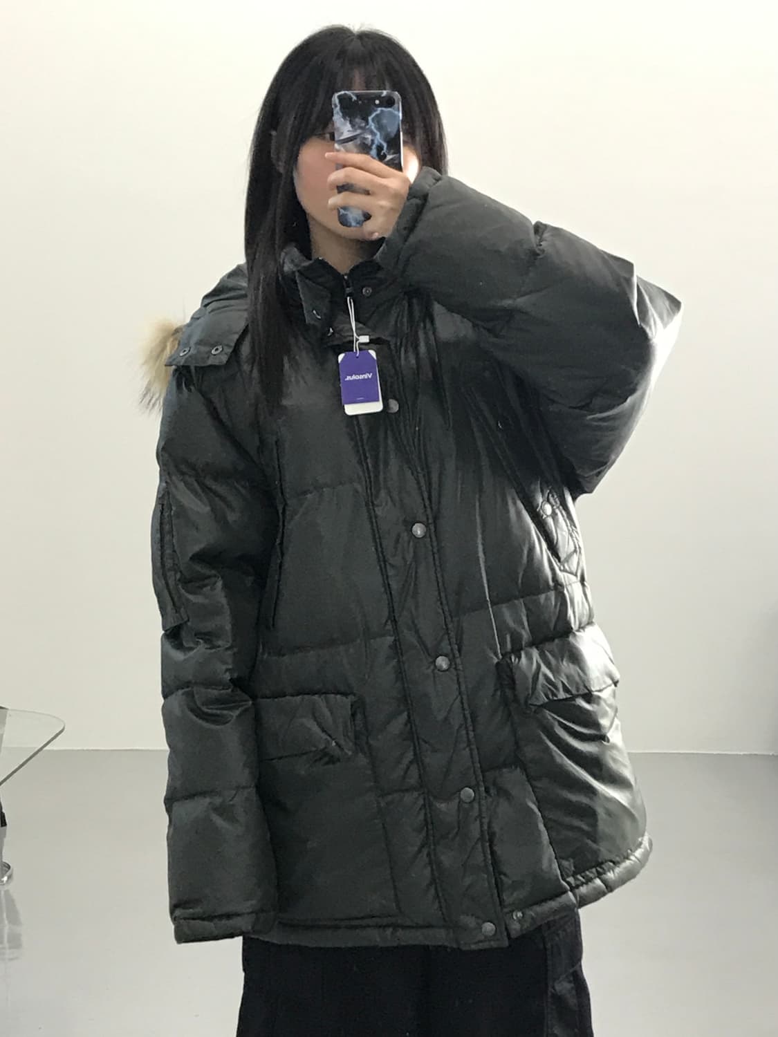 캠프7 울프조 카키 털 패딩 상품이미지3