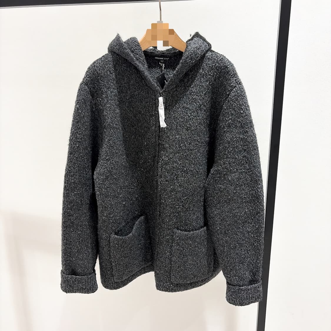 (정품/새상품) 제임스 펄스 남성 차콜 청키 후드 집업 니트 가디건 상품이미지1