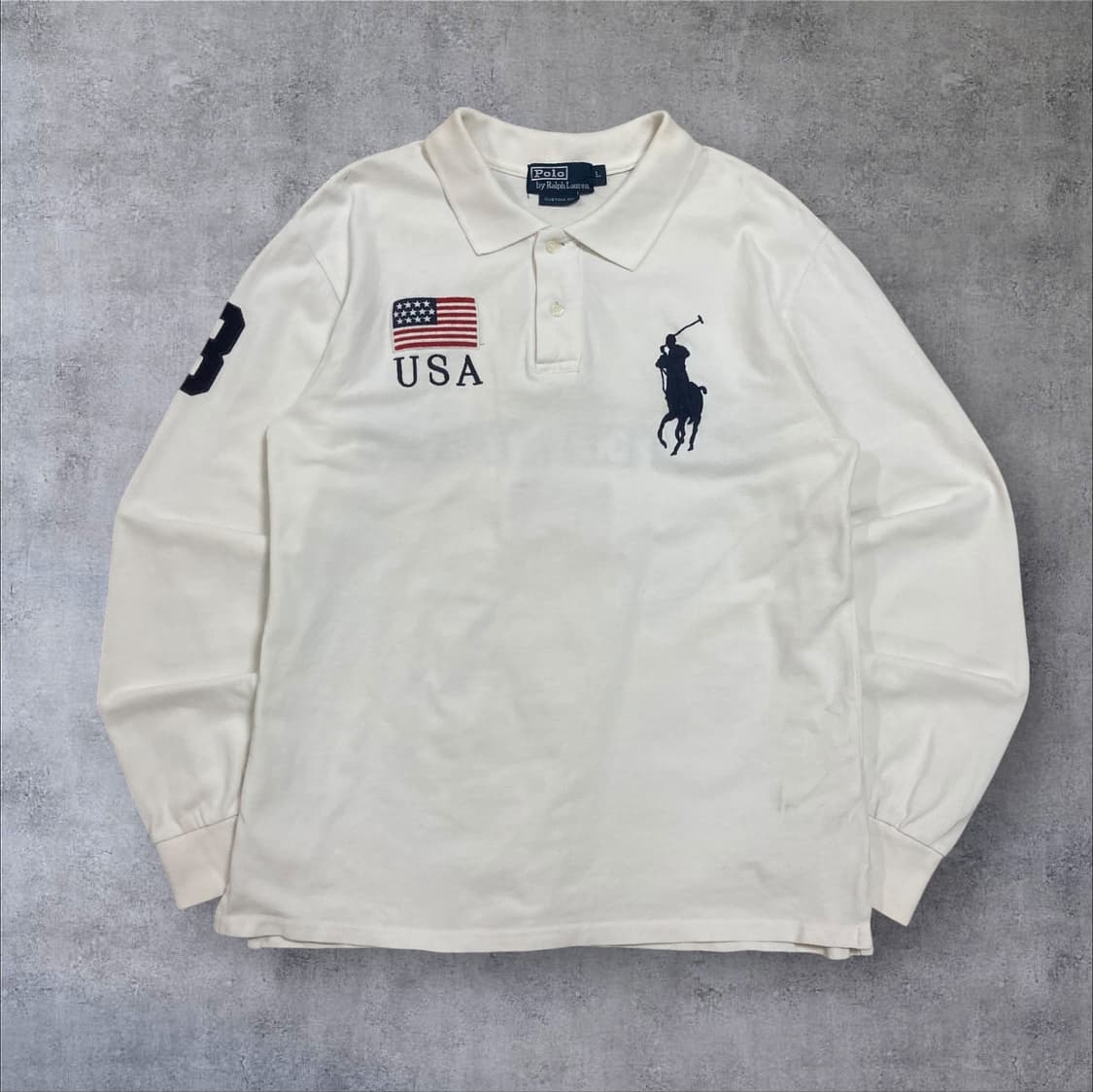 폴로 랄프로렌 USA 빅포니 로고 화이트 카라 롱 슬리브 상품이미지1