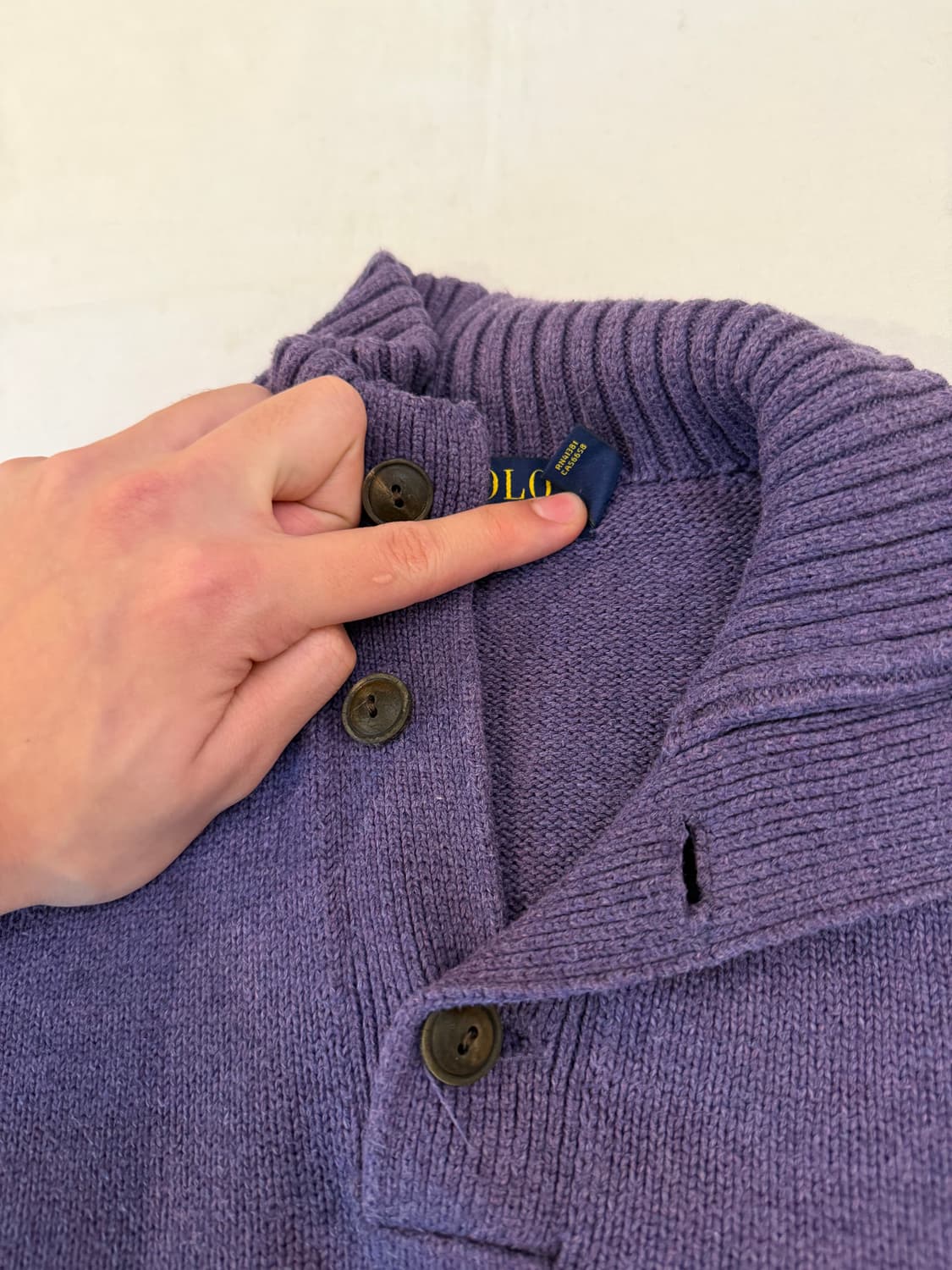 폴로 랄프로렌 버튼 풀오버 카라 니트 퍼플 상품이미지3