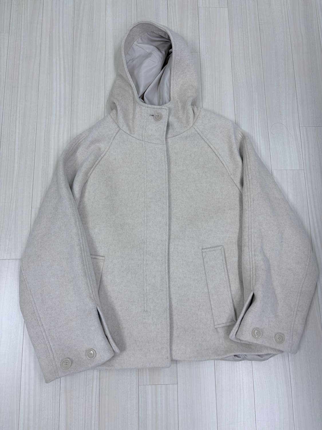 타입서비스 후드 하프 코트 오트밀, 후디드 상품이미지3