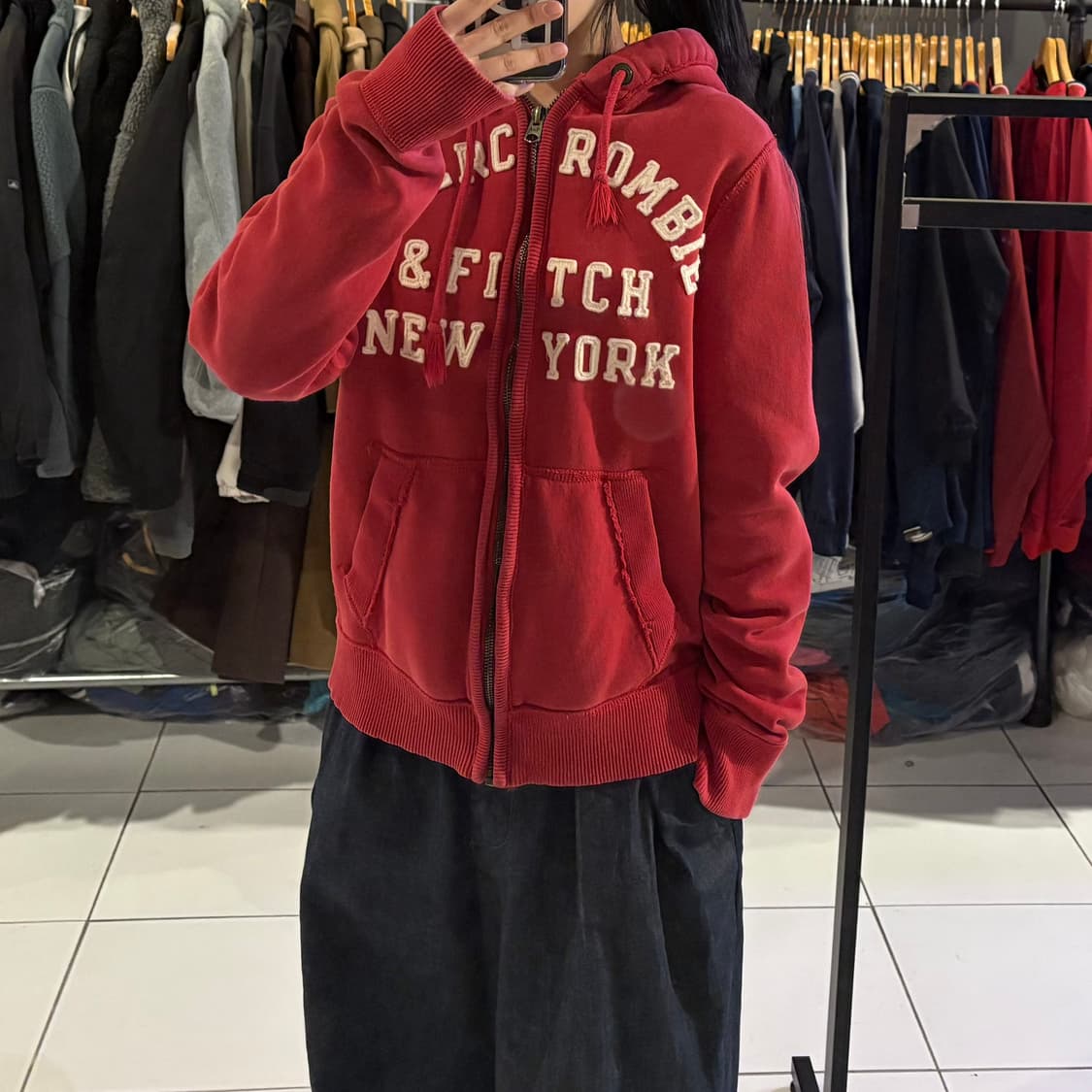 아베크롬비 레드 후드집업 상품이미지1