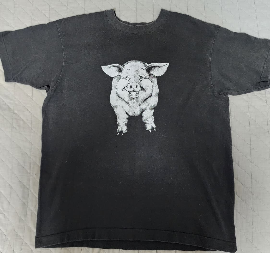 [L] 90s 빈티지 NOT ERD og 피그 티셔츠 블랙 ver.블리칭 상품이미지1