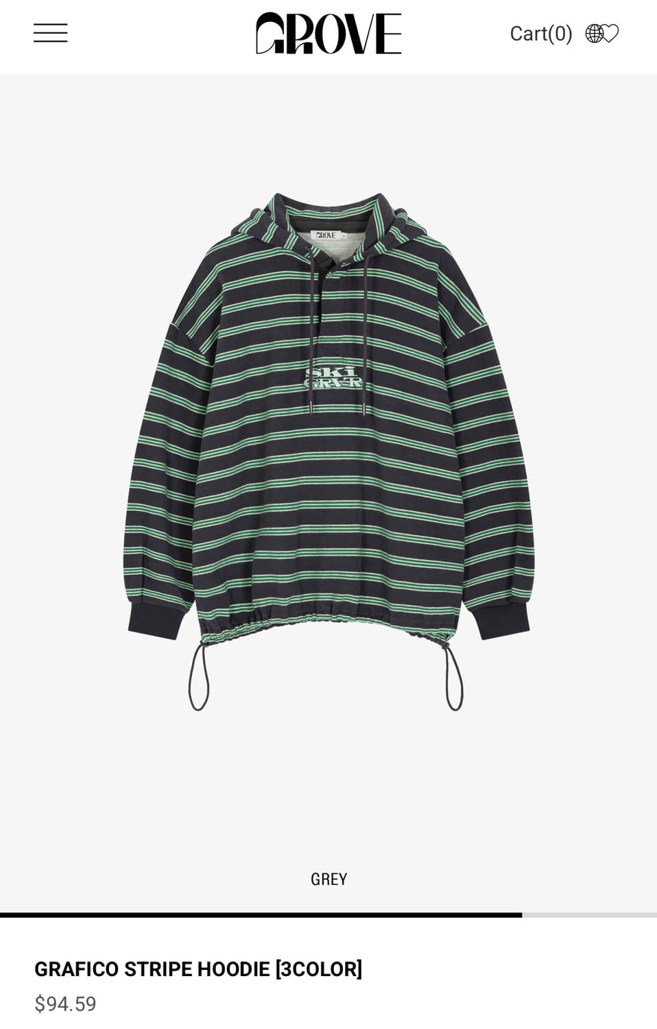 그로브 GRAFICO STRIPE HOODIE GREY 상품이미지1