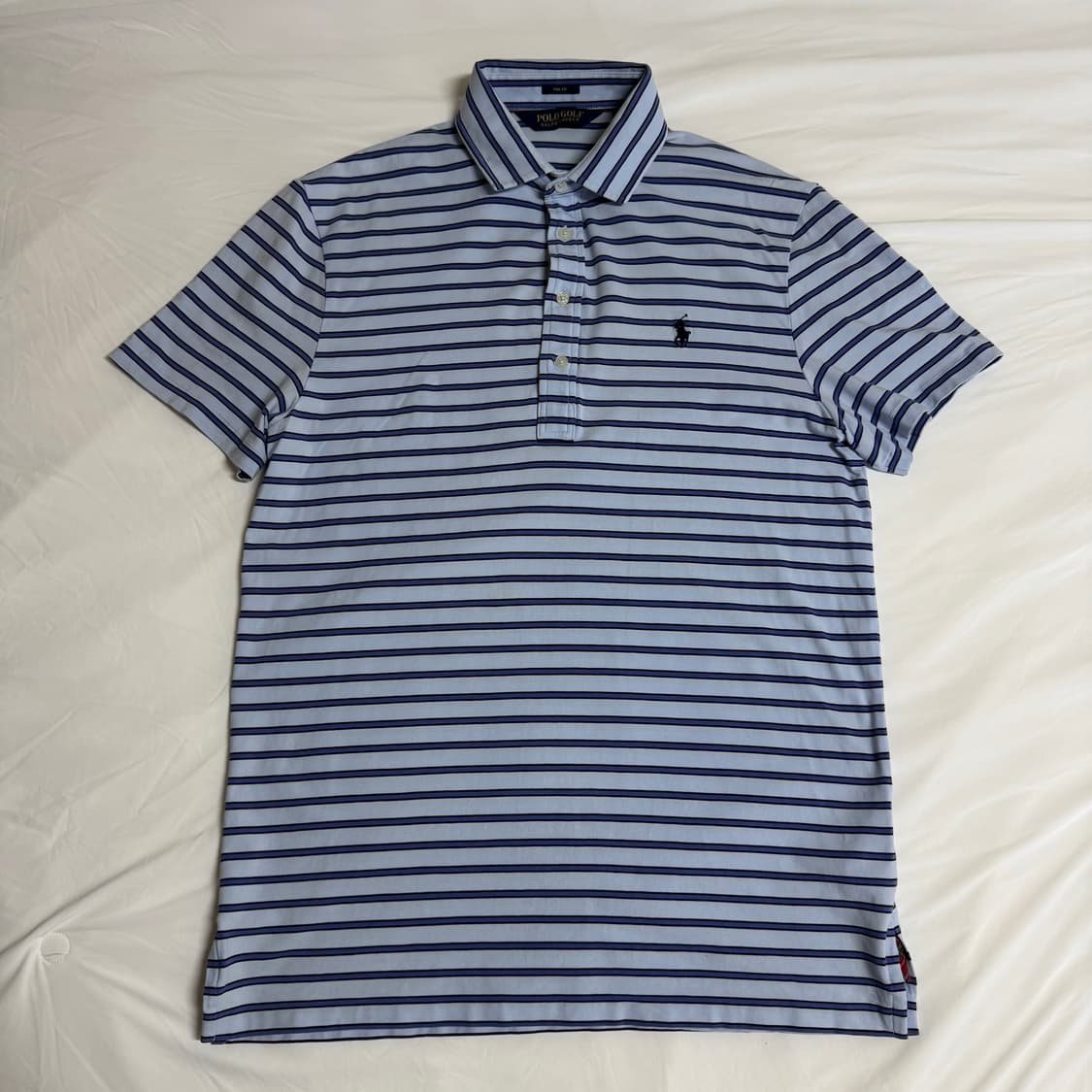 폴로 골프(POLO GOLF) 하늘색 단가라 남성 반팔 셔츠 상품이미지1