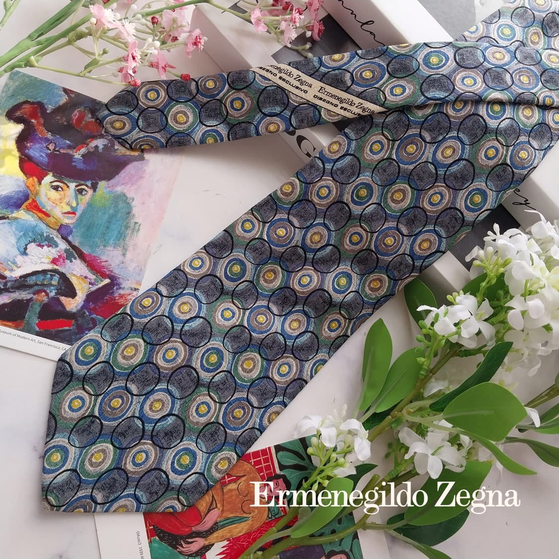 에르메네질도 제냐 그레이 패턴 넥타이 9.7cm S~A+등급 K2433
 상품이미지2