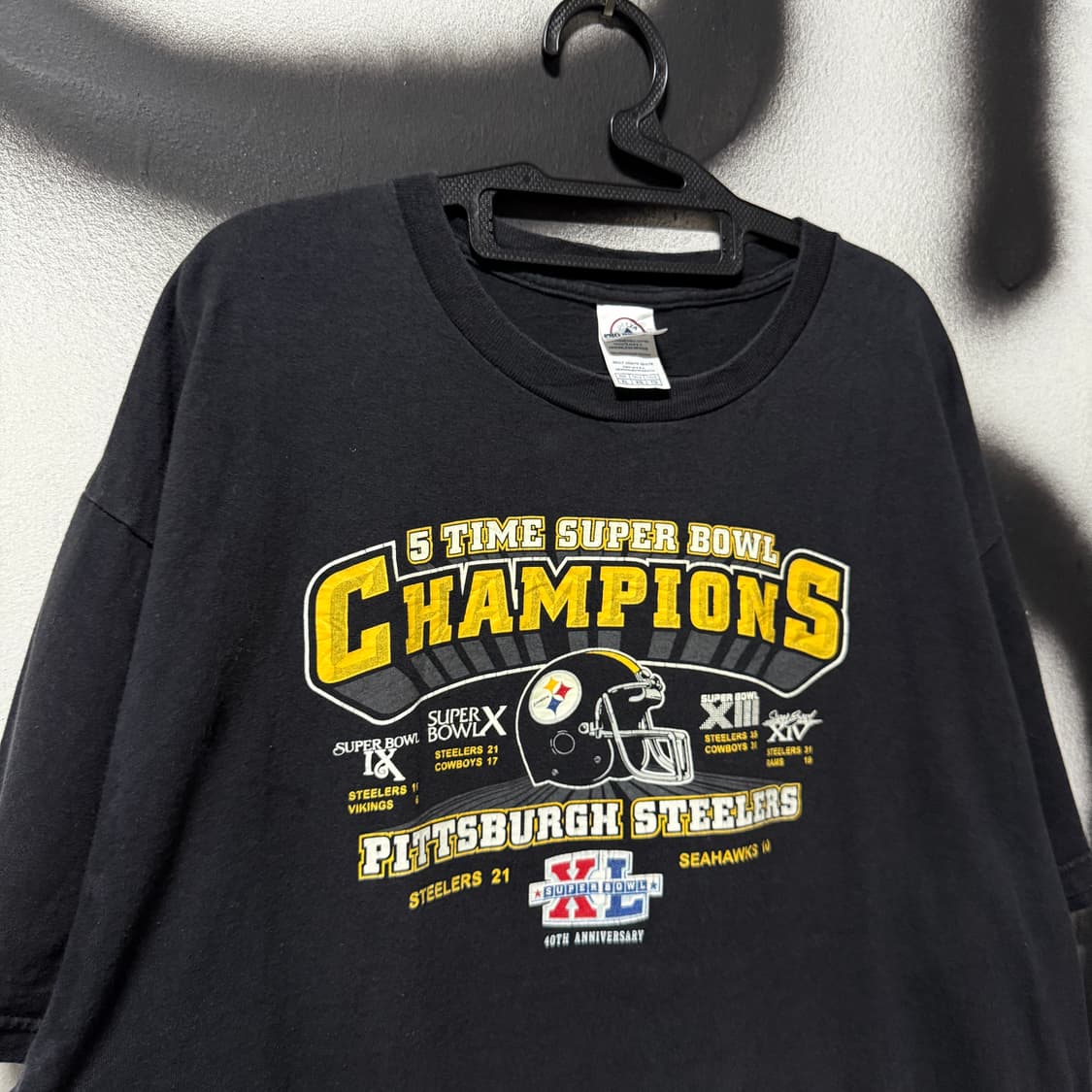 NFL 피츠버그 스틸러스 슈퍼볼 챔피언 빅 프린팅 루즈핏 반팔 티셔츠 상품이미지3