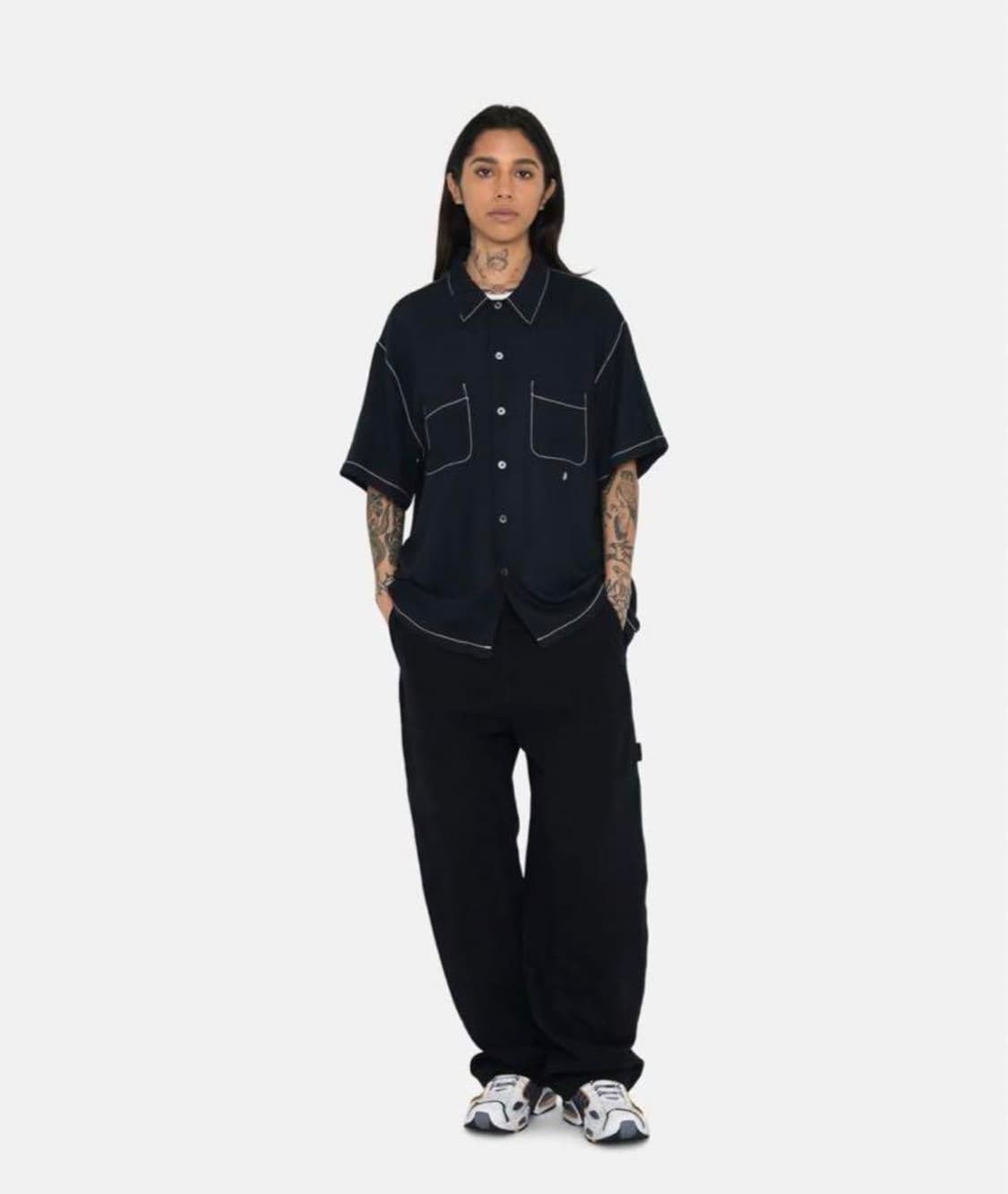stussy contrast pick stitched shirt L 상품이미지8