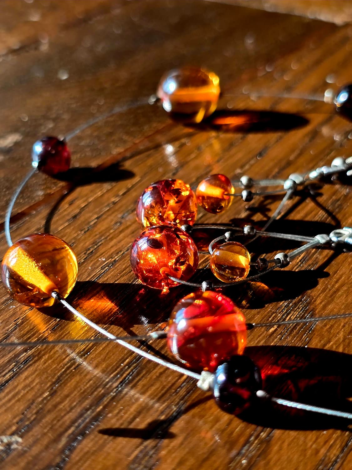 🇺🇸925실버 앰버 원석 앤틱 목걸이 귀걸이 세트 상품이미지1