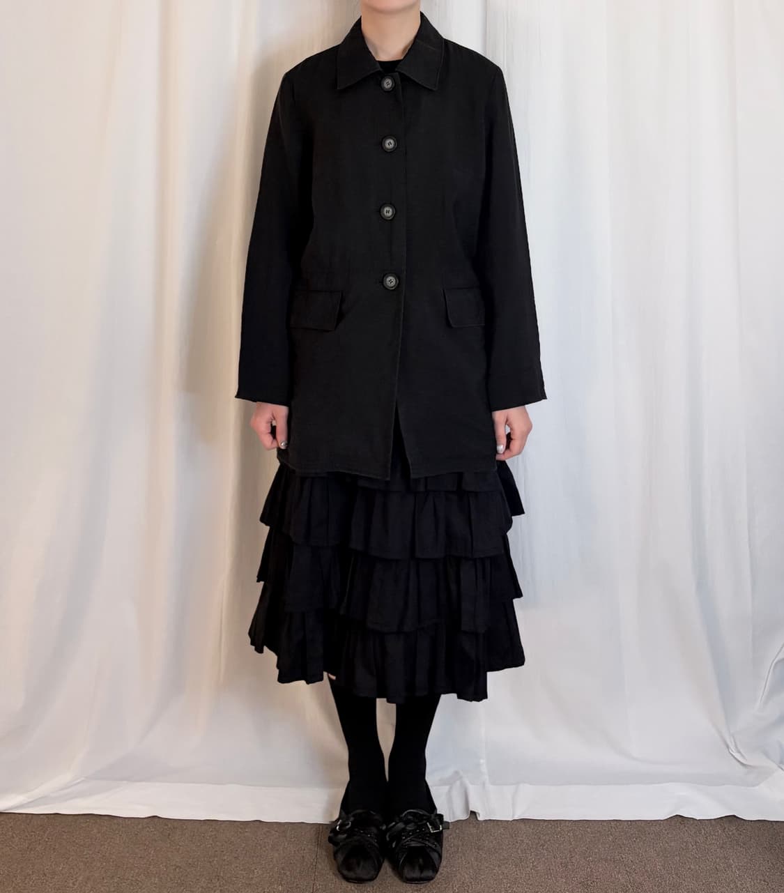 Four Button Half Jacket - Black 상품이미지2