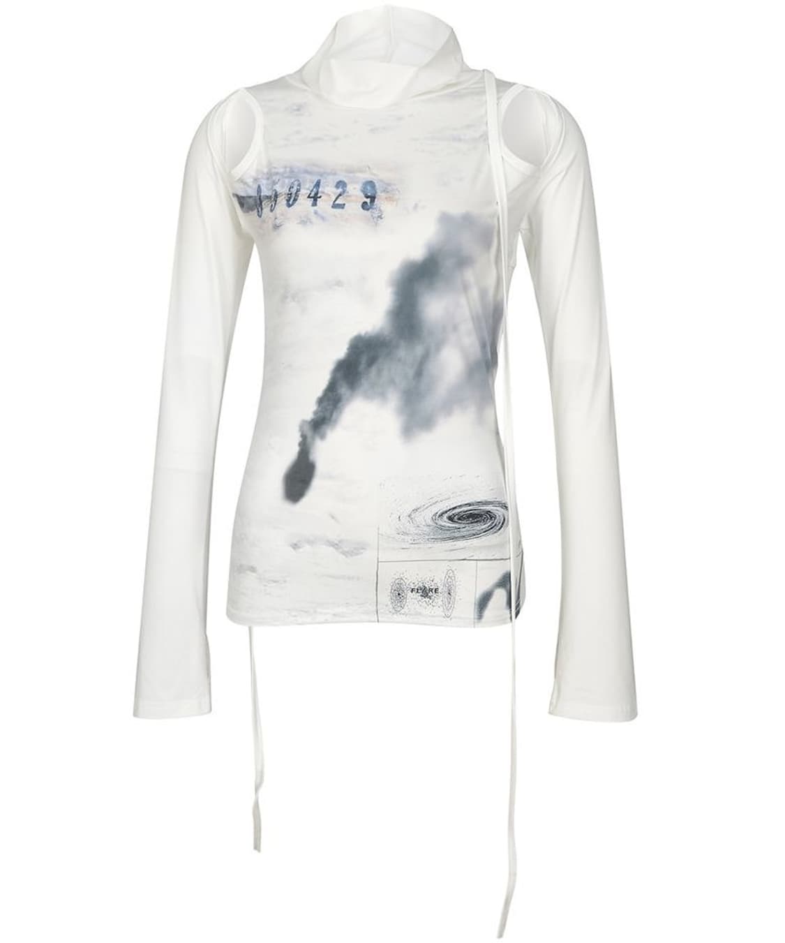 플레어업 컷 아웃 터틀넥 롱슬리브 화이트 상품이미지2