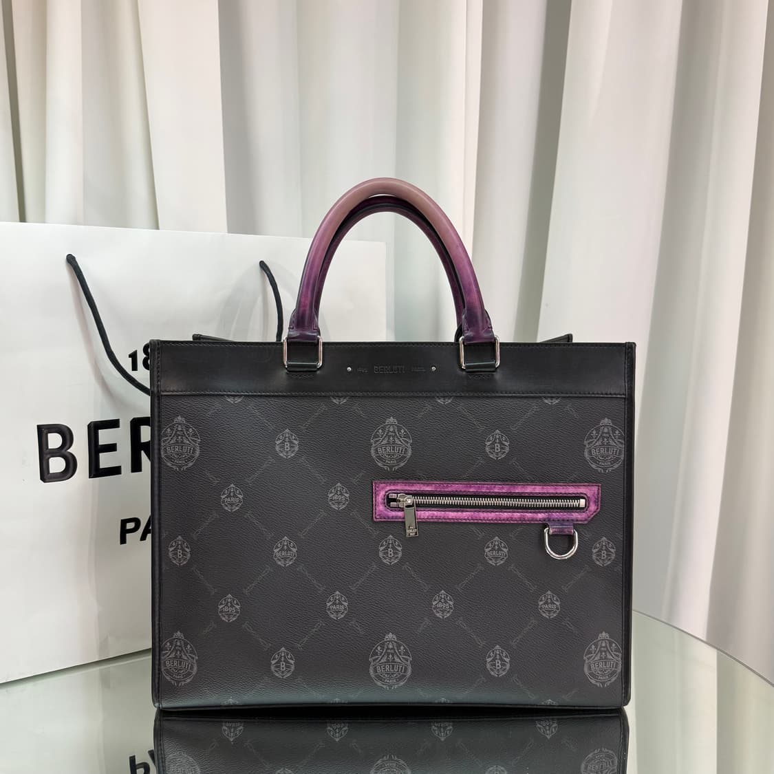 벨루티 시그니처 캔버스 앤 레더 투웨이 토트백  상품이미지1