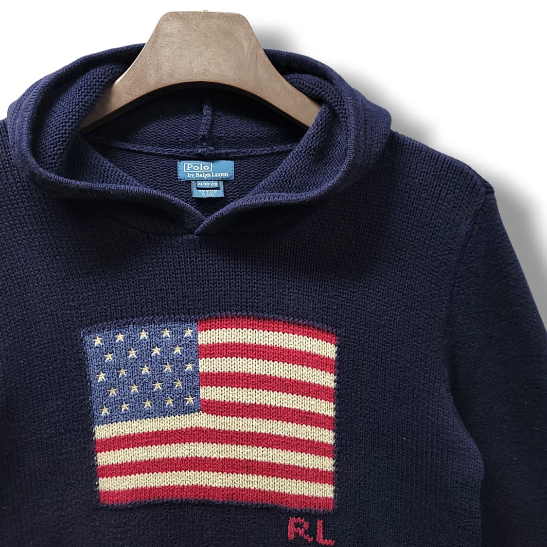 [S] 폴로 네이비 성조기 후드 니트 상품이미지4