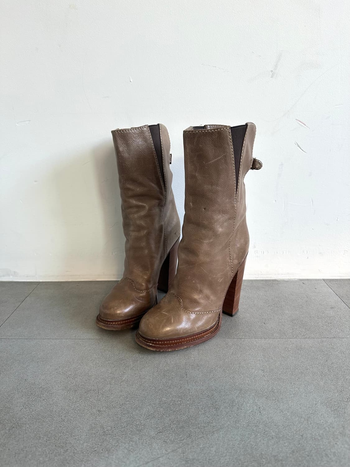 돌체앤가바나 2000s 메탈 스트랩 레더 힐 부츠 상품이미지2