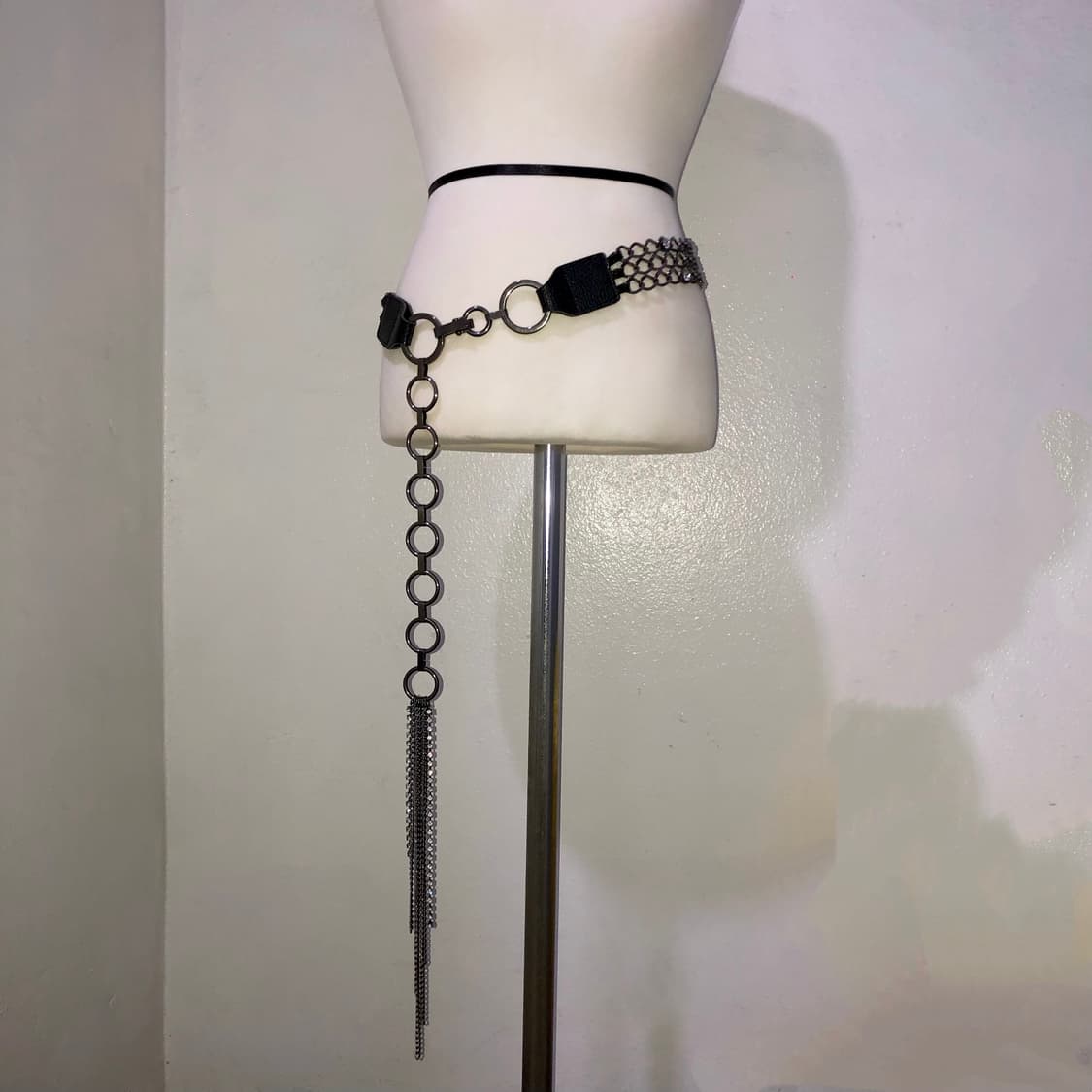 빈티지 큐빅 실버 드롭 체인 벨트 갸루 펑크 긱시크 상품이미지3