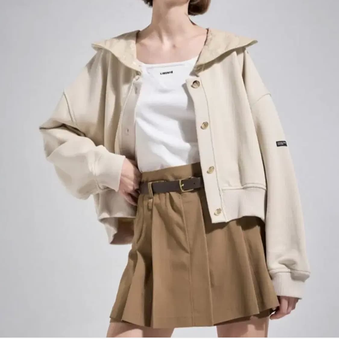 한섬 시스템 여성 레더 세일러 칼라 점퍼 자켓 (55) 상품이미지7