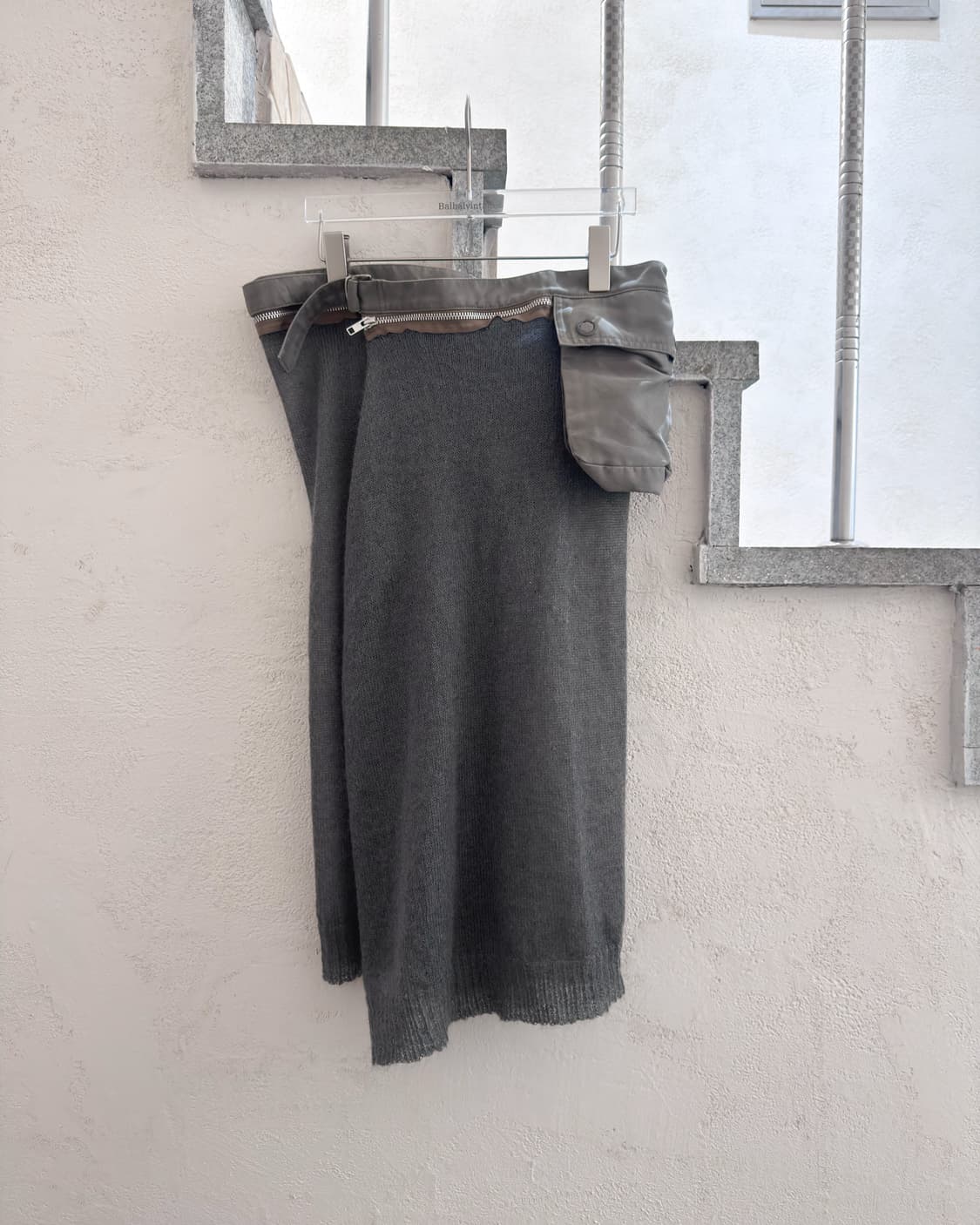 고무 모헤어 비대칭 랩스커트 상품이미지6