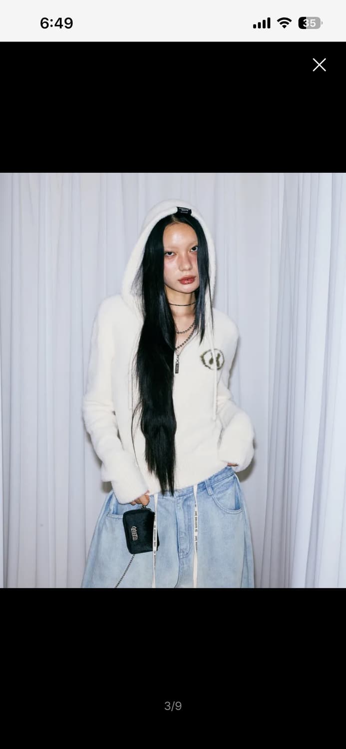 미스테리어스호텔 퍼 니트 후드집업 아이보리 상품이미지1