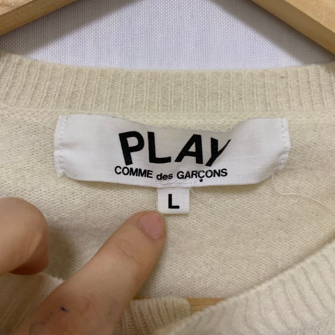 꼼데가르송 플레이 빈티지 니트 가디건 아이보리 여성 L 상품이미지4