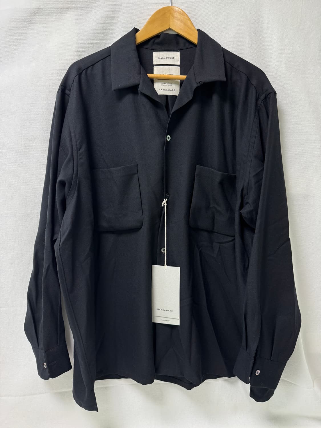 마카웨어 블랙 오픈 카라 울 셔츠 3 상품이미지1