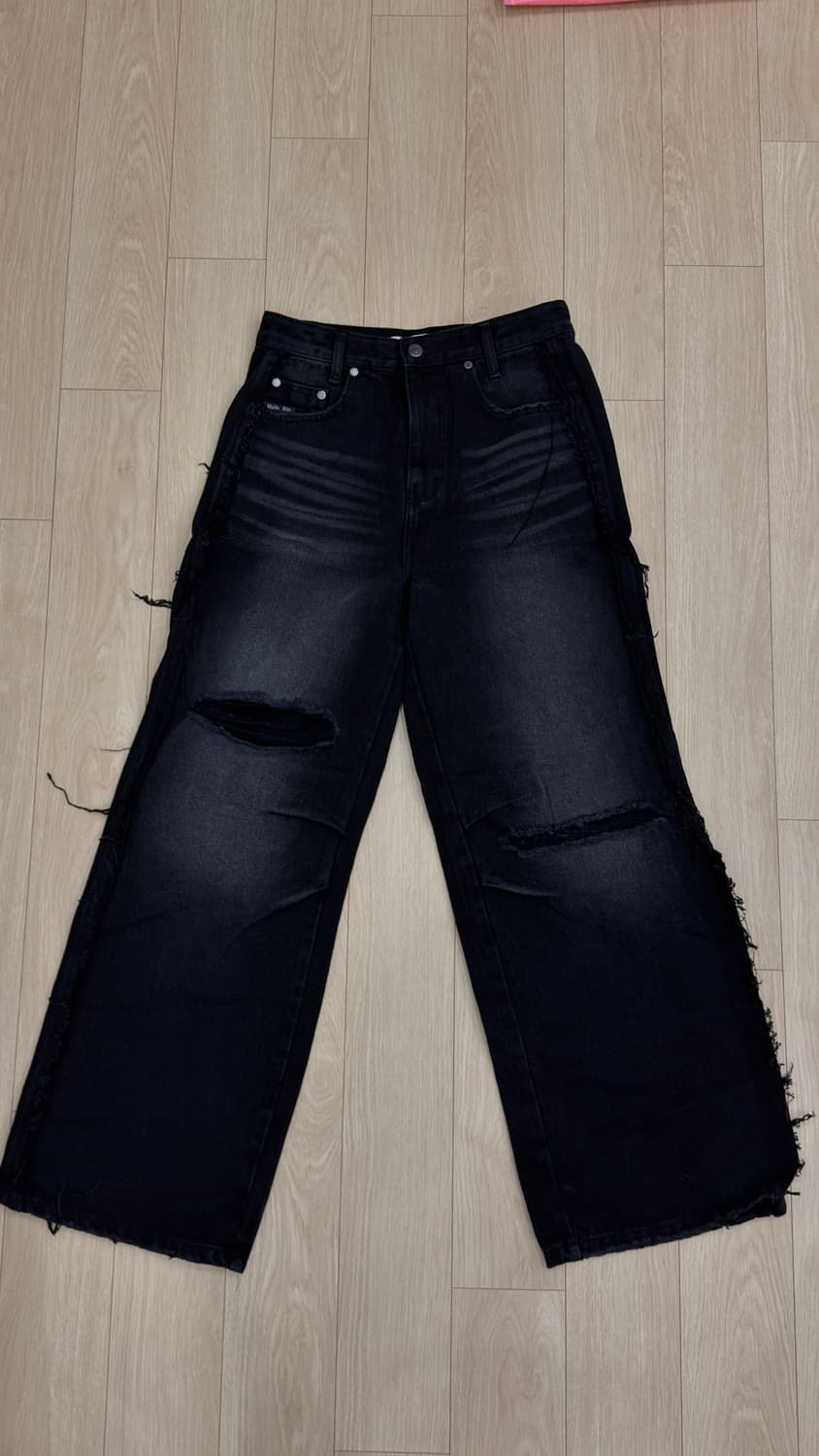 마뗑킴 데미지 워싱 와이드 데님 S사이즈 상품이미지1