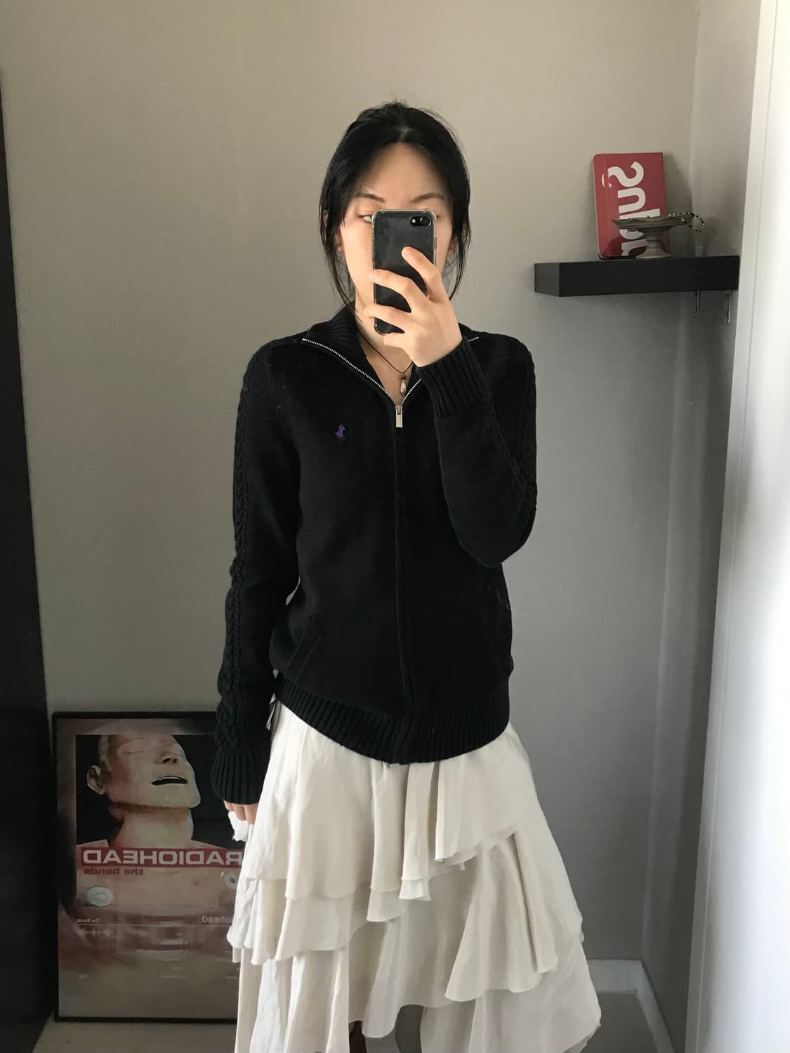 폴로 랄프로렌 포니 로고 블랙 니트집업 상품이미지3