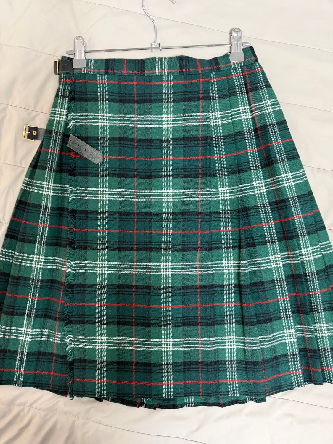 그린 체크 펑크 미디 플리츠 스커트 상품이미지4