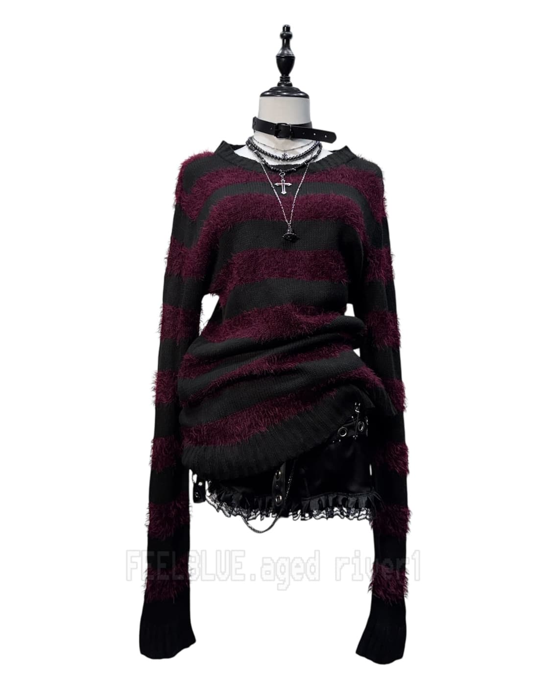 Burgundy & Black Stripe Knit 상품이미지4