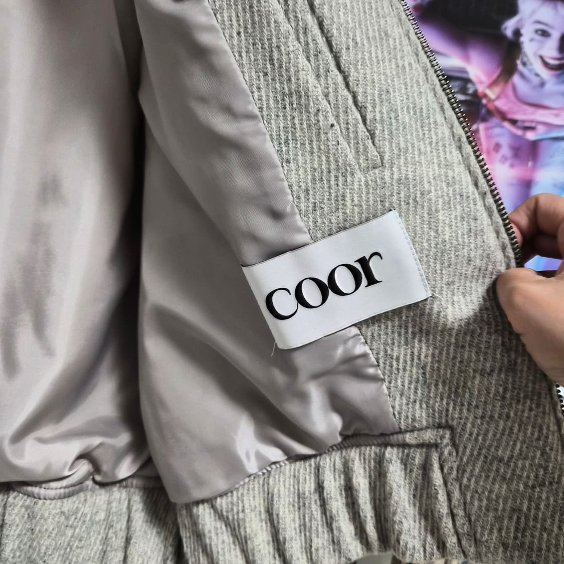 쿠어 COOR 울 트윌 숄카라 바시티 자켓 L(멜란지크림) 상품이미지5