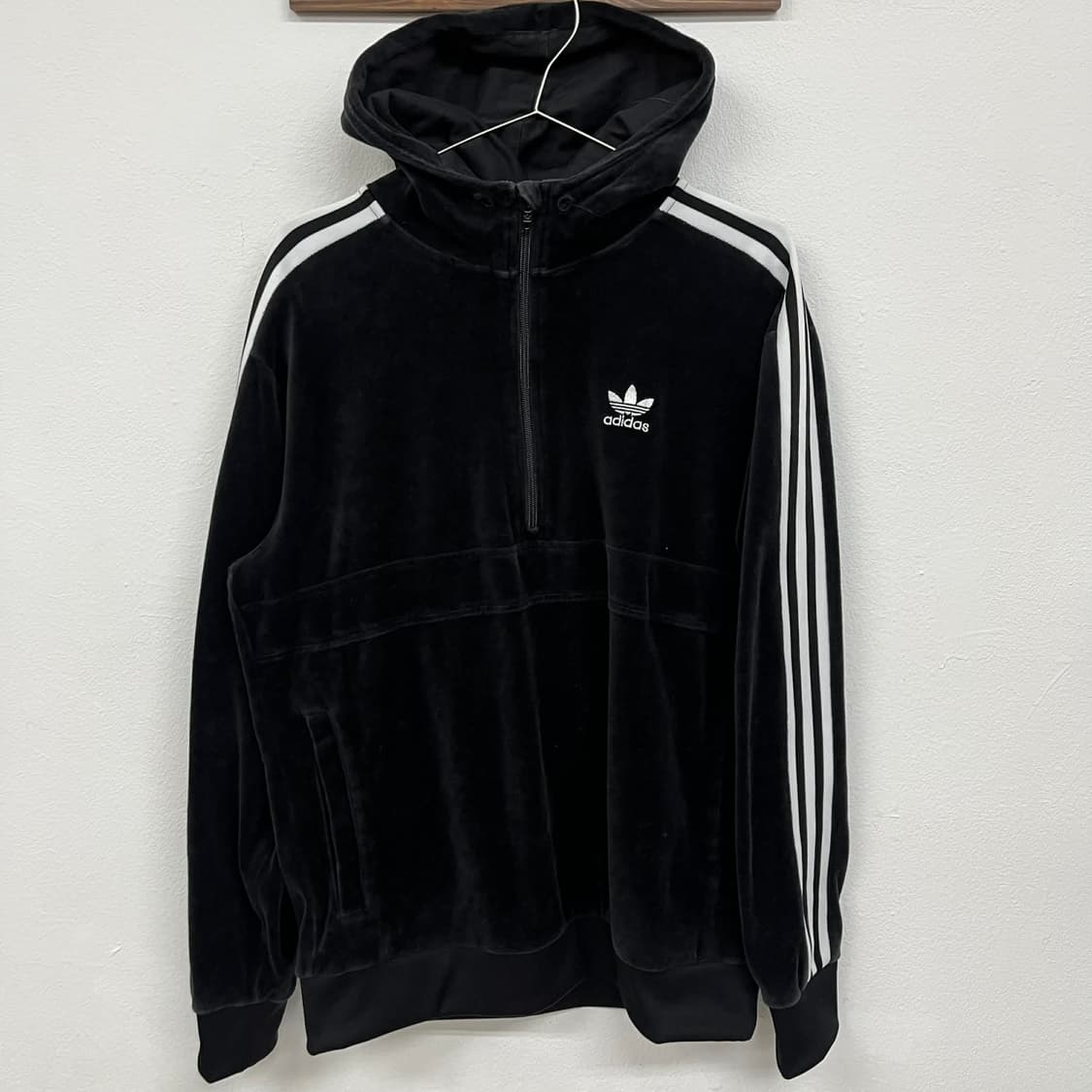 아디다스 신형 벨루어 벨벳 코지 하프 집업 후드티(S) 상품이미지3