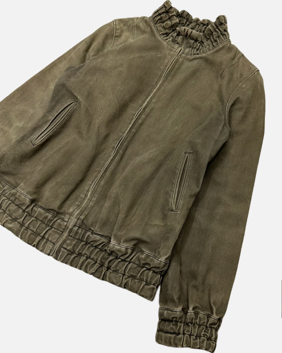 washed khaki gathered jacket 상품이미지2